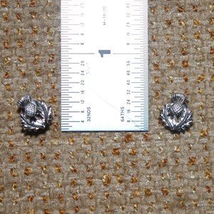 Silver Colored Scottish Thistle Earrings
